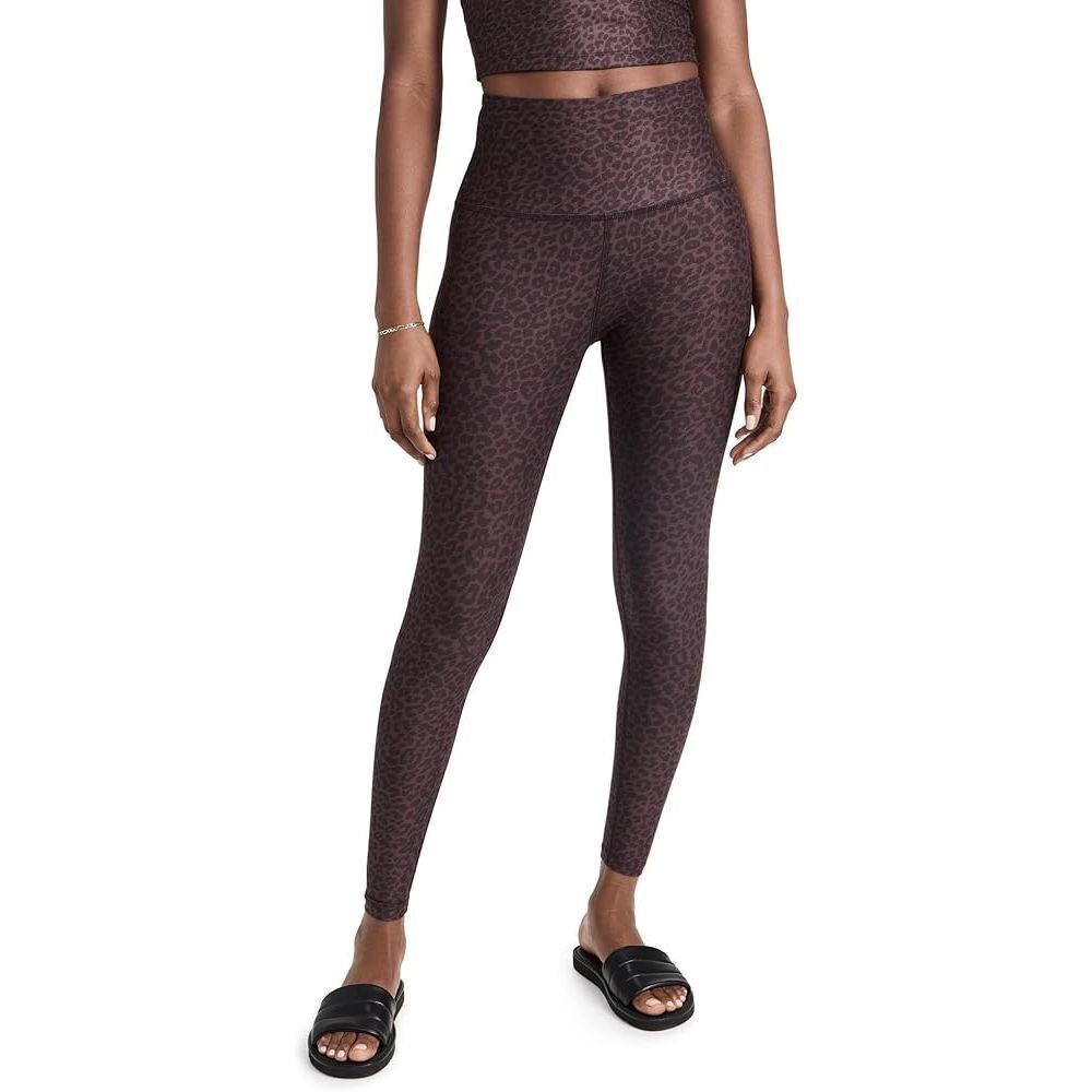 Beyond Yoga x Barre3 Collab Leggings Dusty Purple Leopard Print - Small